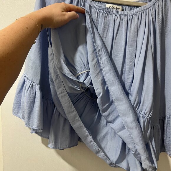 Do+Be Light Blue Off-Shoulder Ruffle Blouse – Size L 💙✨ - Picture 10 of 12